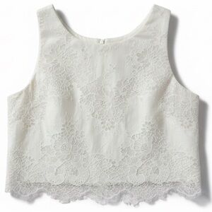 BHLDN Bella Sleeveless 12/Lg Ivory Floral Lace Button-Back Bridal Wedding Topper